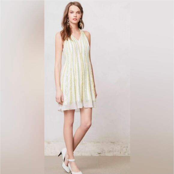Anthropologie Dresses & Skirts - Anthropologie Ranna Gill Shimmer Channel Mini Dress Sequin Swing Large NYE Glam